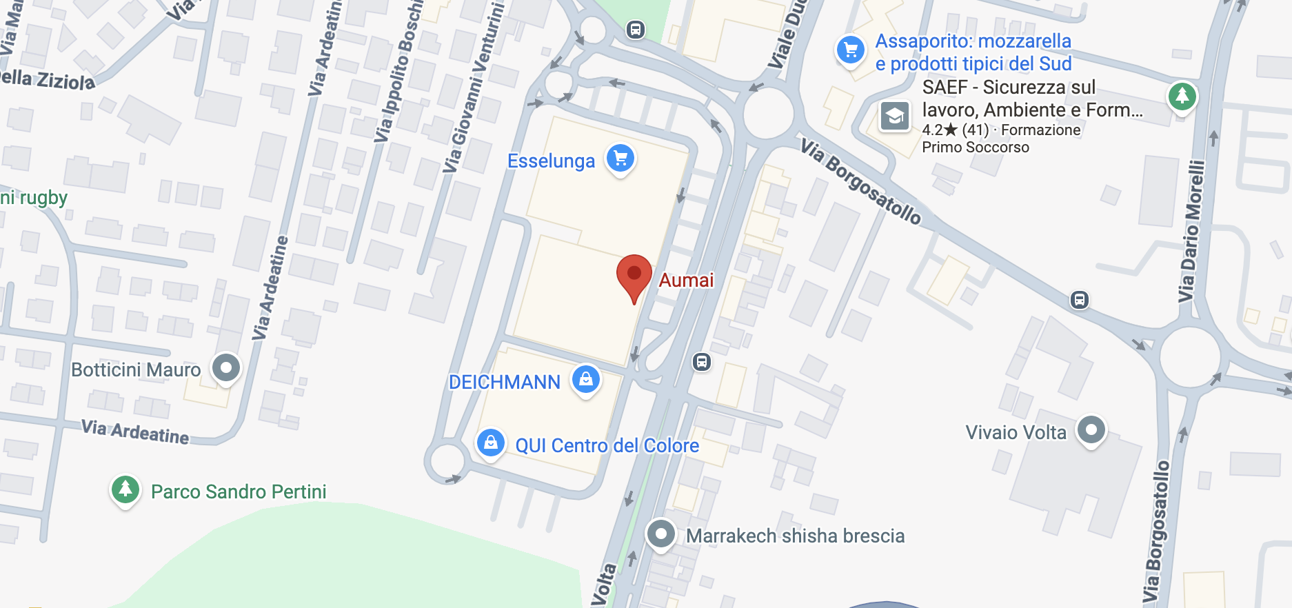 Posizione del negozio Aumai a Brescia Via della Volta su Google Maps